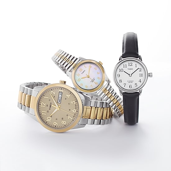 Timex® Womens Two Tone Mother-of-Pearl Expansion Watch