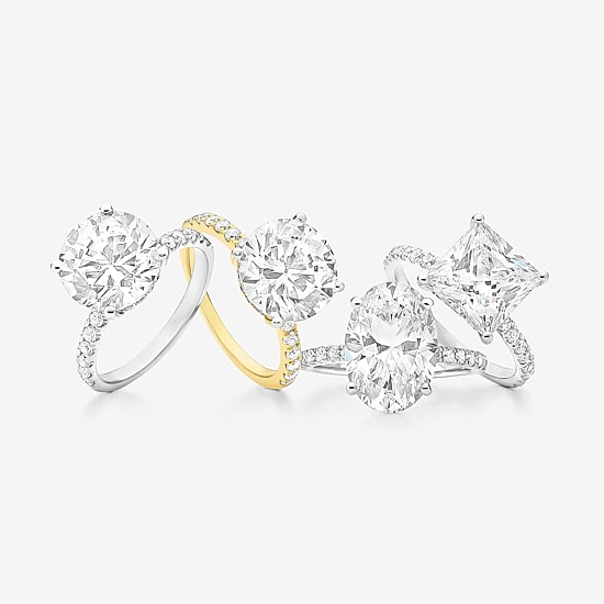 (G-H / Si1-Si2) Womens 5 1/2 CT. T.W. Lab Grown White Diamond 14K Gold Side Stone Engagement Ring