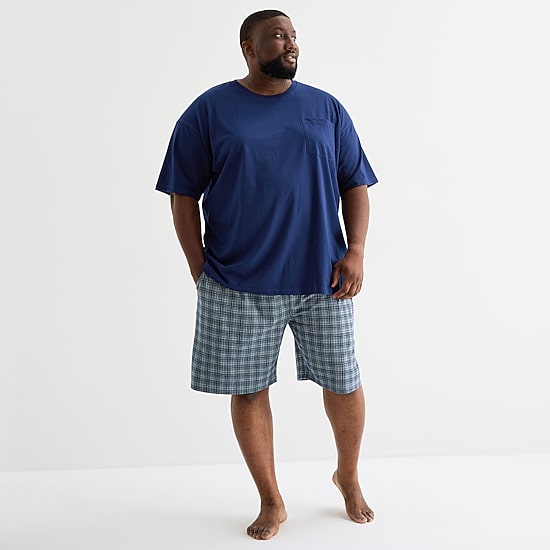 St. John's Bay Mens Crew Neck Short Sleeve Big and Tall Pajama Top