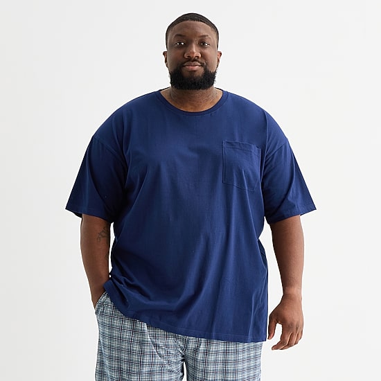St. John's Bay Mens Crew Neck Short Sleeve Big and Tall Pajama Top