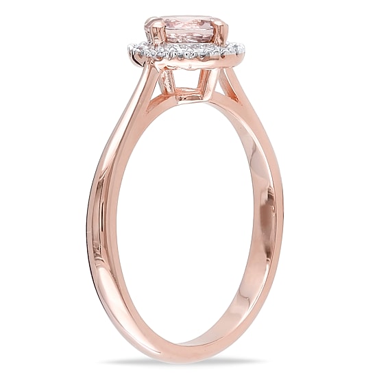 Womens 1/10 CT. T.W. Genuine Pink Morganite 18K Rose Gold Over Silver Cocktail Ring