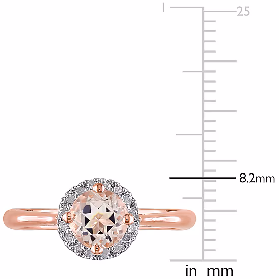 Womens 1/10 CT. T.W. Genuine Pink Morganite 18K Rose Gold Over Silver Cocktail Ring