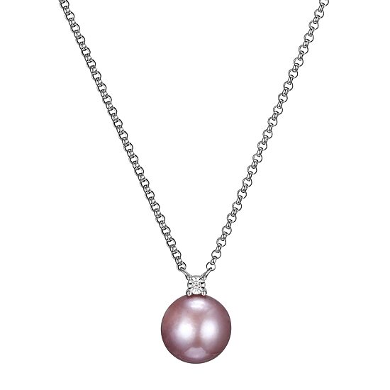 Womens Diamond Accent Pink Cultured Freshwater Pearl Sterling Silver 18 Inch Pendant Necklace