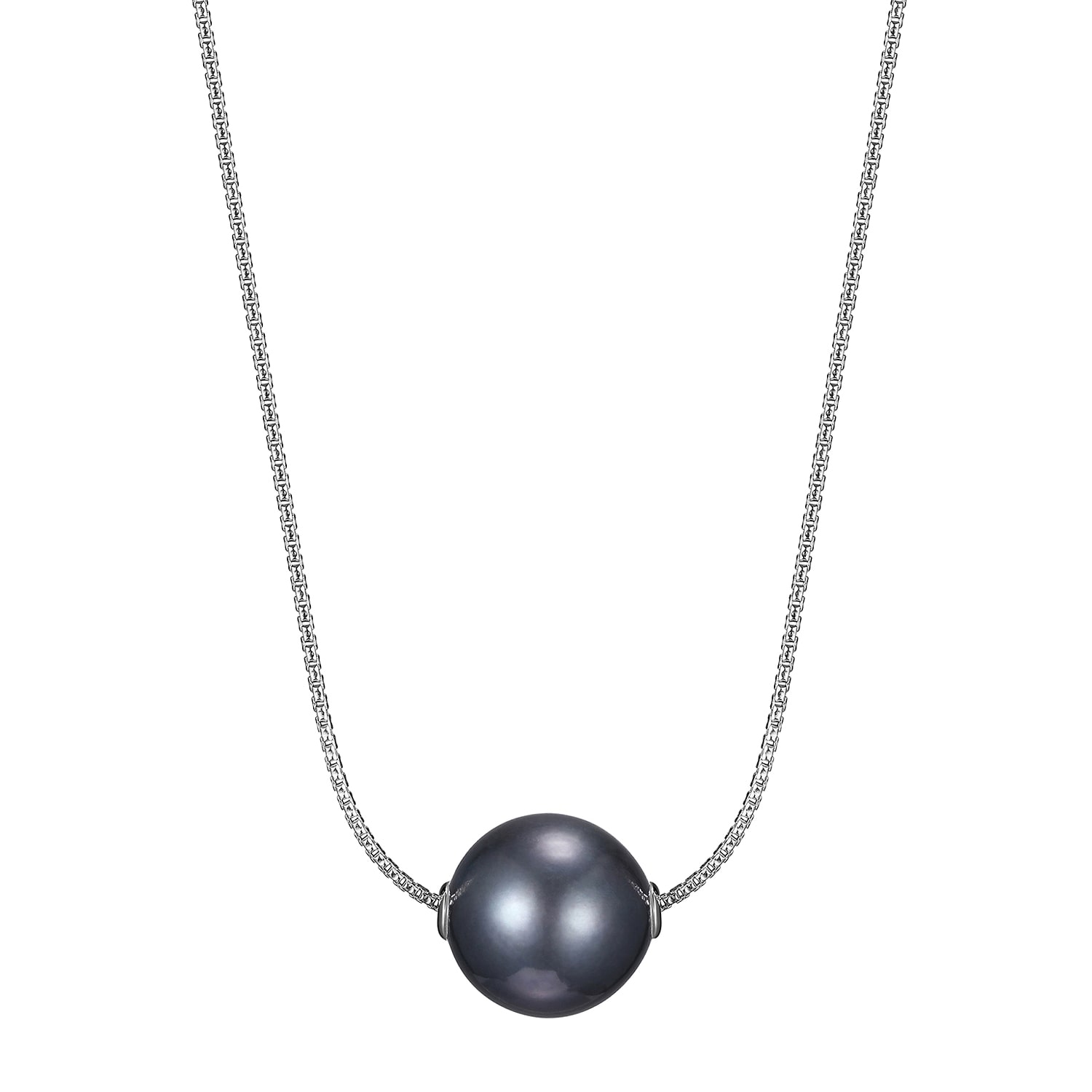Womens Dyed Black Cultured Freshwater Pearl Sterling Silver 18 Inch Pendant Necklace