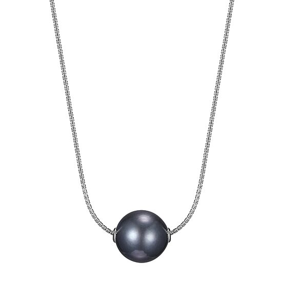 Womens Dyed Black Cultured Freshwater Pearl Sterling Silver 18 Inch Pendant Necklace
