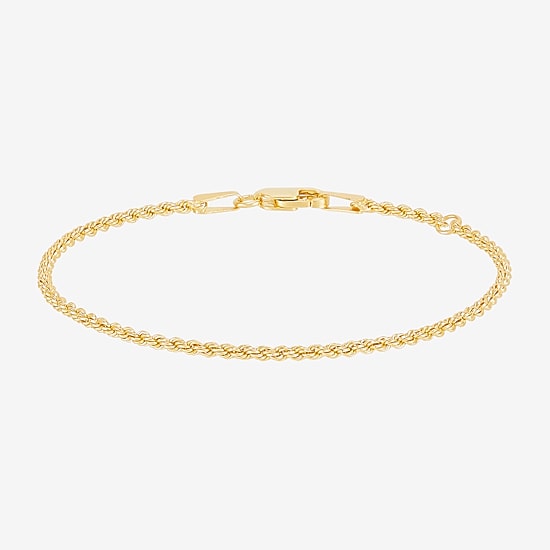 14K Gold 5 1/2 Inch Hollow Rope Chain Bracelet