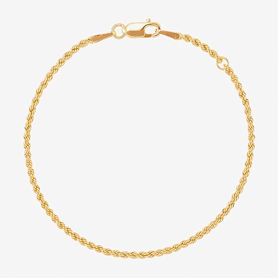 14K Gold 5 1/2 Inch Hollow Rope Chain Bracelet