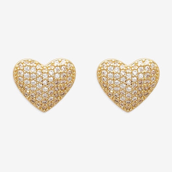Mixit Cubic Zirconia 12mm Heart Stud Earrings