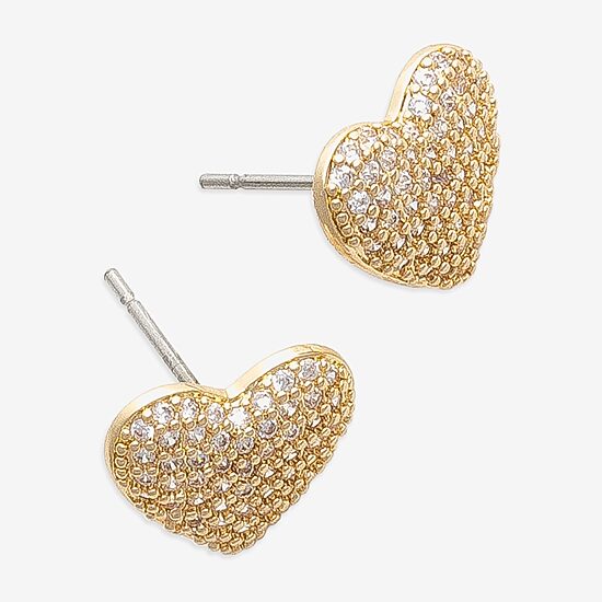 Mixit Cubic Zirconia 12mm Heart Stud Earrings