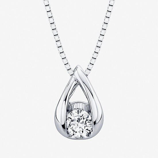 Womens 1/10 CT. Natural White Diamond 14K Gold 18 Inch Pendant Necklace