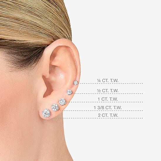 ( G/SI1-SI2 ) 3/8 CT. T.W. Lab-Grown Diamond 10K Gold Round Stud Earrings