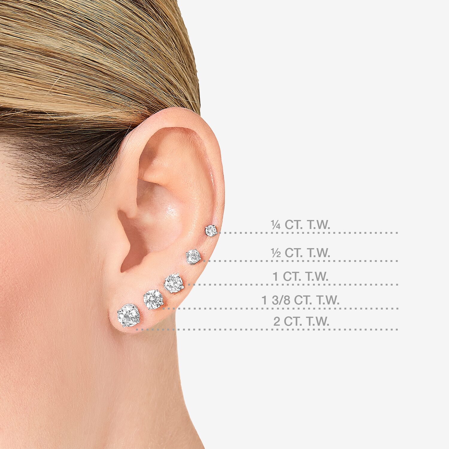 ( G/SI1-SI2 ) 3/8 CT. T.W. Lab-Grown Diamond 10K Gold Round Stud Earrings