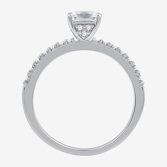 I Said Yes (G / Si1-Si2) Womens 1 CT. T.W. Lab Grown White Diamond Sterling Silver Side Stone Engagement Ring
