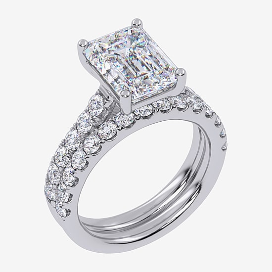 Signature By Modern Bride (G-H / Si1-Si2) Womens 4 CT. T.W. Lab Grown White Diamond 14K Gold Bridal Set