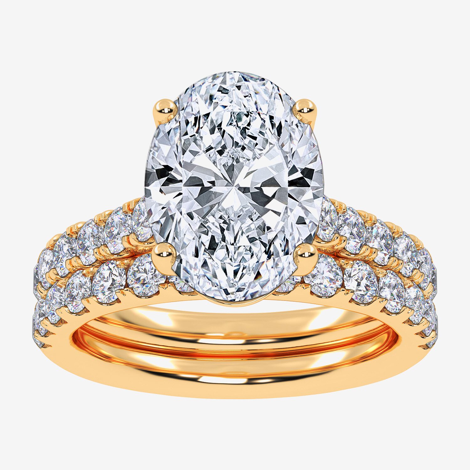 Signature By Modern Bride (G-H / Si1-Si2) Womens 4 CT. T.W. Lab Grown White Diamond 14K Gold Oval Bridal Set
