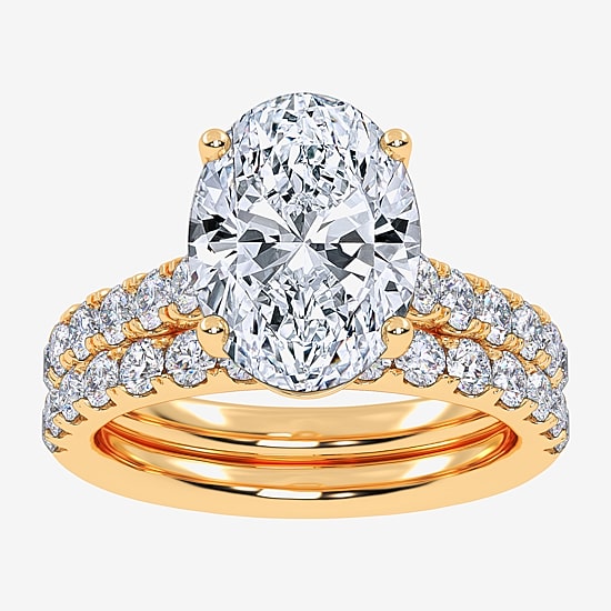 Signature By Modern Bride (G-H / Si1-Si2) Womens 4 CT. T.W. Lab Grown White Diamond 14K Gold Oval Bridal Set