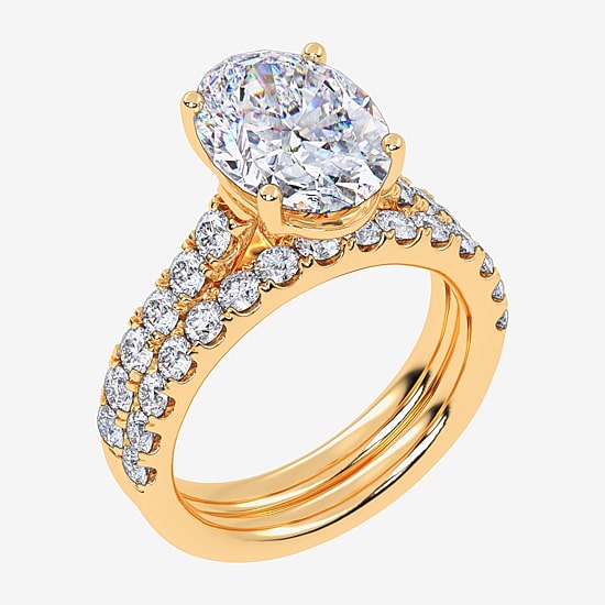 Signature By Modern Bride (G-H / Si1-Si2) Womens 4 CT. T.W. Lab Grown White Diamond 14K Gold Oval Bridal Set