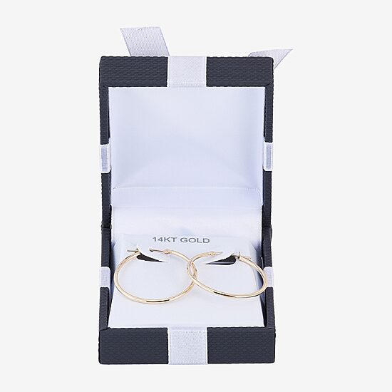 Womens 14K Gold 28mm Round Hoop Earrings