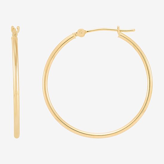 Womens 14K Gold 28mm Round Hoop Earrings