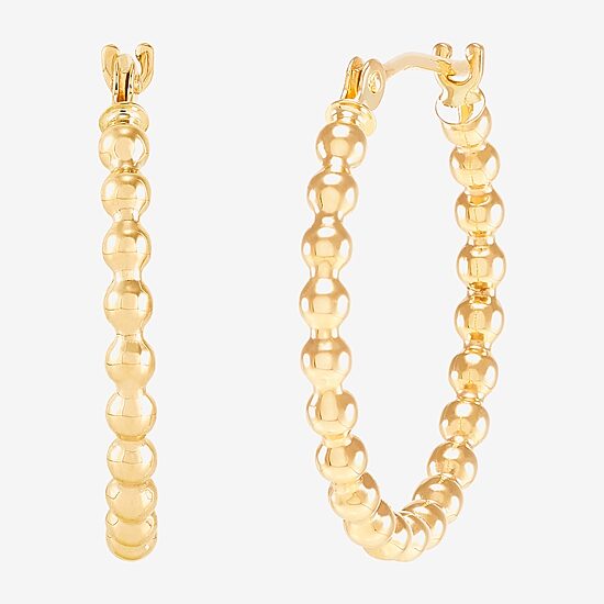 Womens 14K Gold 20mm Round Hoop Earrings