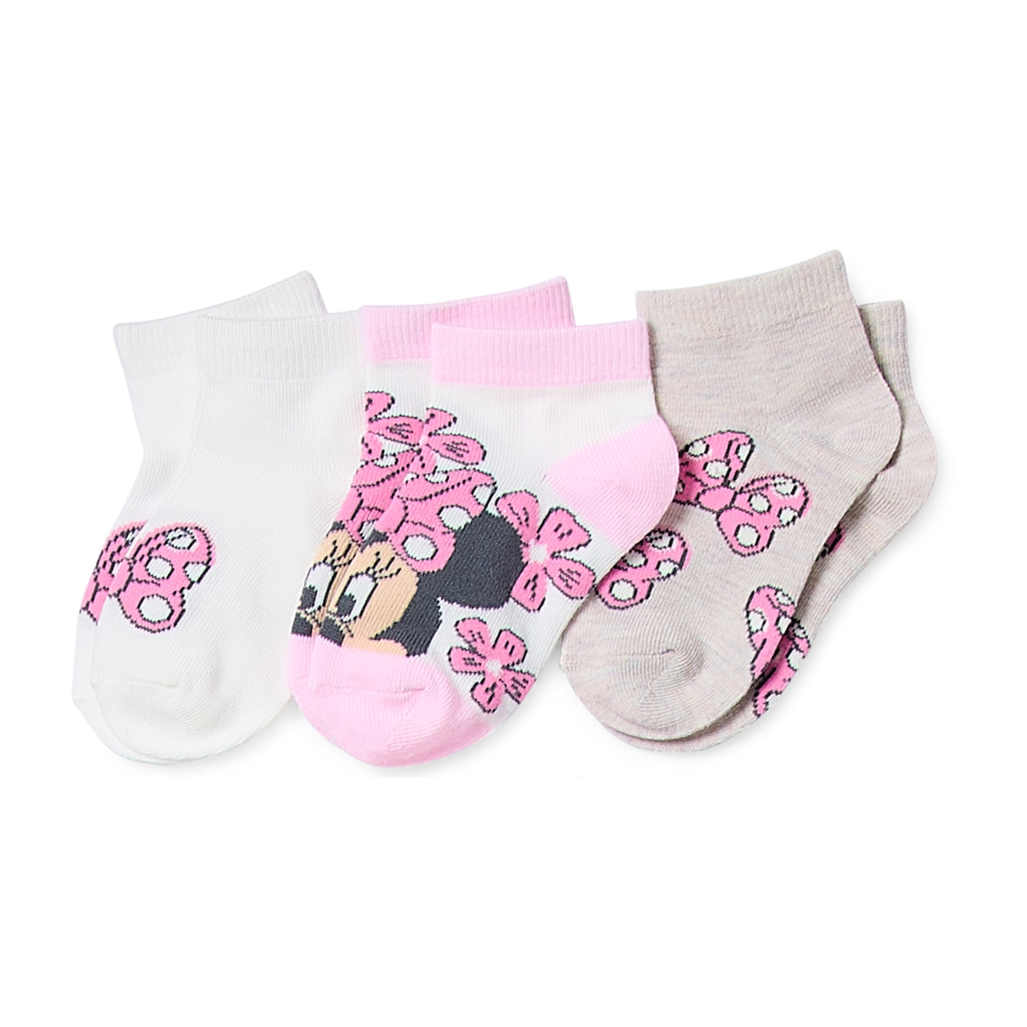 Toddler Girls Multi-Pack 6 Pair Minnie Mouse Quarter Ankle Socks