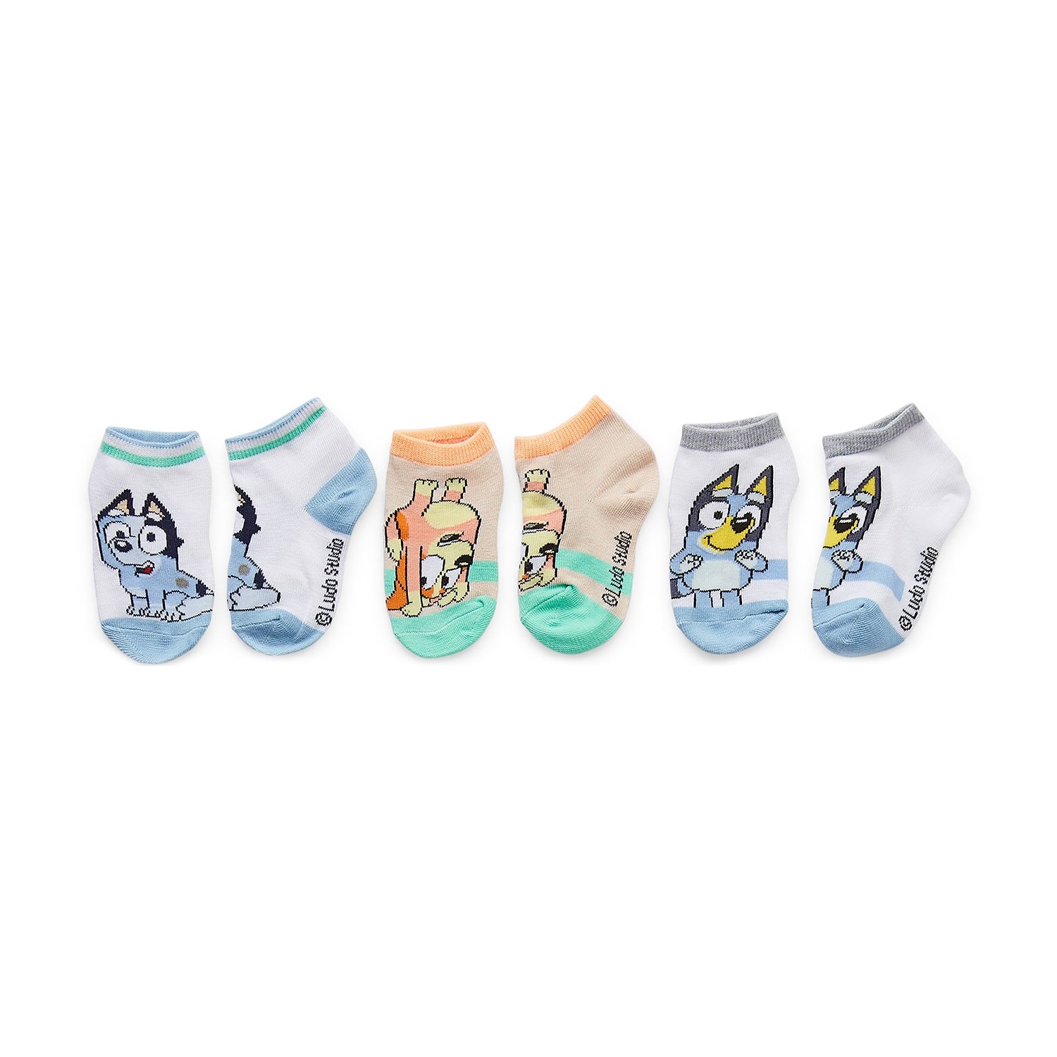 Toddler Boys Multi-Pack 6 Pair Bluey Quarter Ankle Socks