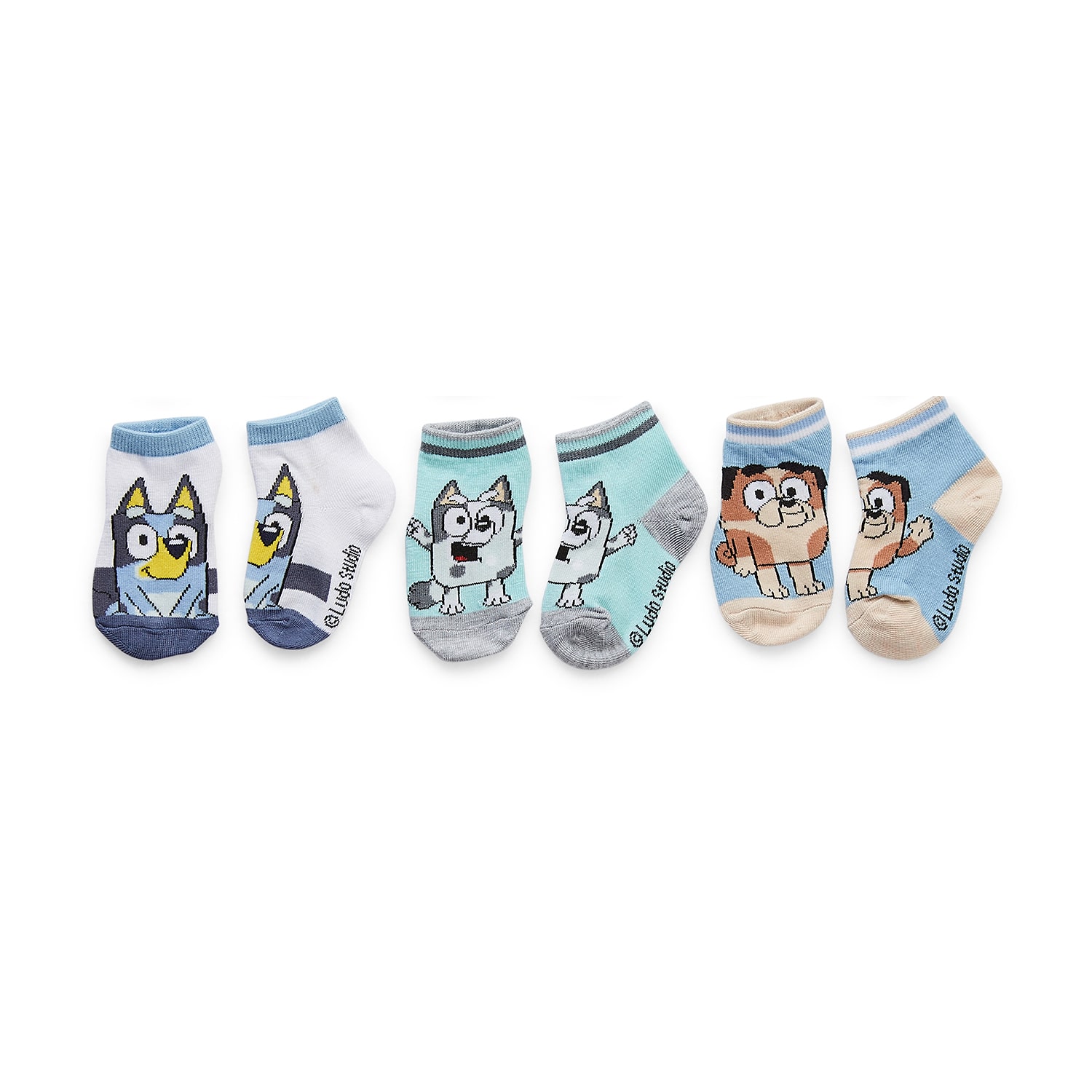 Toddler Boys Multi-Pack 6 Pair Bluey Quarter Ankle Socks