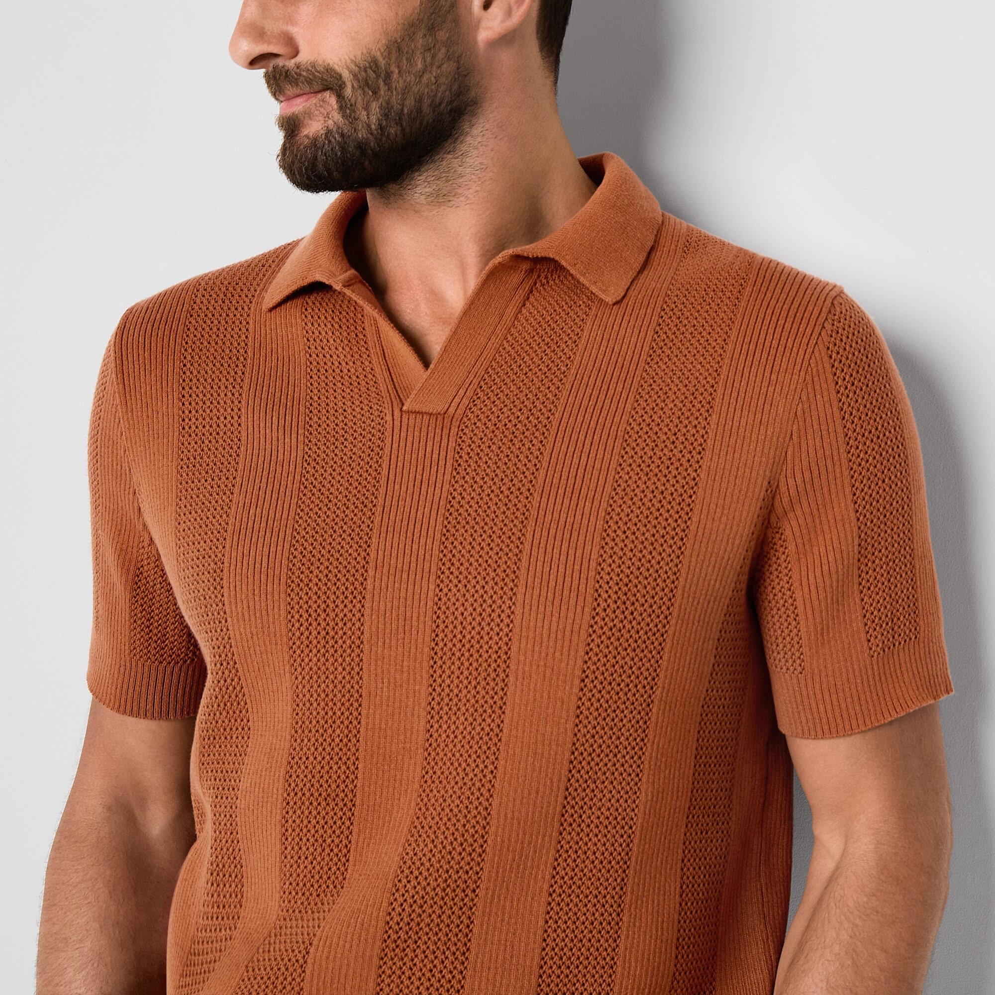 Stafford Johnny Collar Mens Short Sleeve Polo Sweater