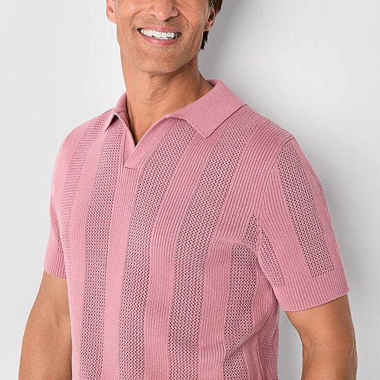 Stafford Johnny Collar Mens Short Sleeve Polo Sweater