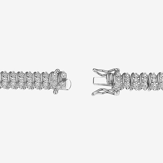 Sparkle Allure Womens Natural White Diamond Accent Pure Silver Over Bronze 7.25 Inch Tennis Bracelet