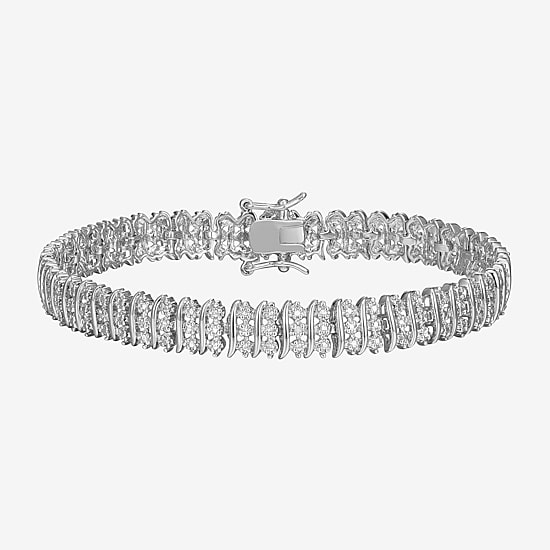 Sparkle Allure Womens Natural White Diamond Accent Pure Silver Over Bronze 7.25 Inch Tennis Bracelet