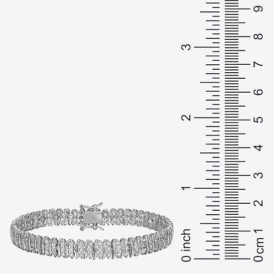 Sparkle Allure Womens Natural White Diamond Accent Pure Silver Over Bronze 7.25 Inch Tennis Bracelet