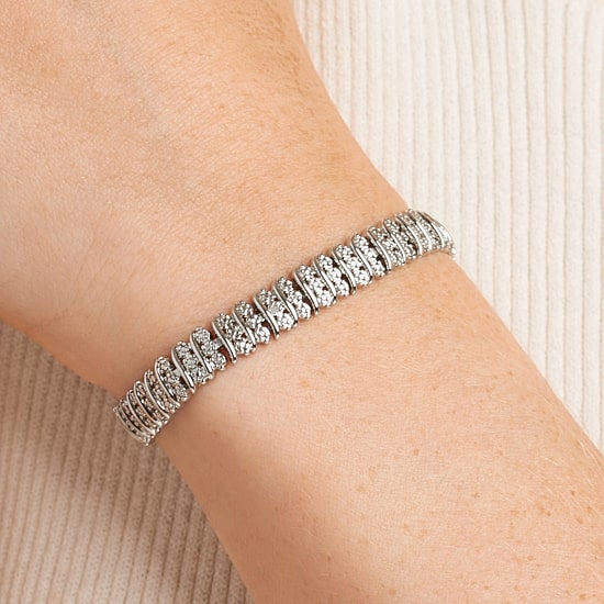 Sparkle Allure Womens Natural White Diamond Accent Pure Silver Over Bronze 7.25 Inch Tennis Bracelet