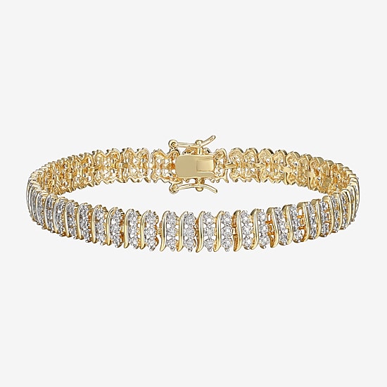 Sparkle Allure Womens Natural White Diamond Accent 7.25 Inch Tennis Bracelet