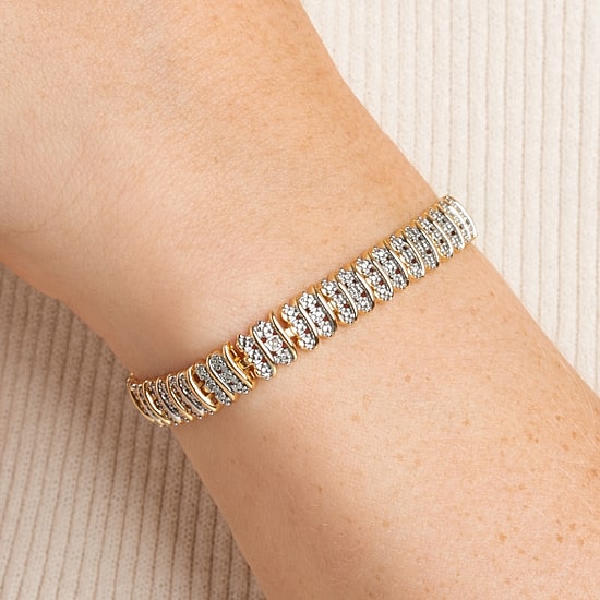 Sparkle Allure Womens Natural White Diamond Accent 7.25 Inch Tennis Bracelet