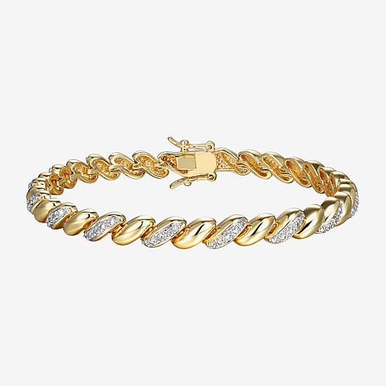 Sparkle Allure Womens Natural White Diamond Accent 7.25 Inch Tennis Bracelet