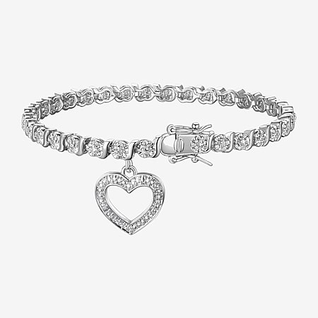 Sparkle Allure Mom Womens Natural White Diamond Accent Heart 7.25