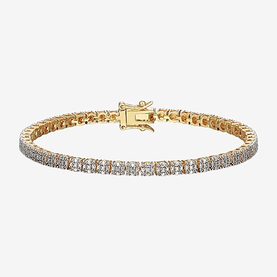 Sparkle Allure Womens Natural White Diamond Accent 7.25 Inch Tennis Bracelet