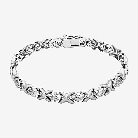 Sparkle Allure Womens Natural White Diamond Accent Pure Silver Over Bronze 7.25 Inch Tennis Bracelet