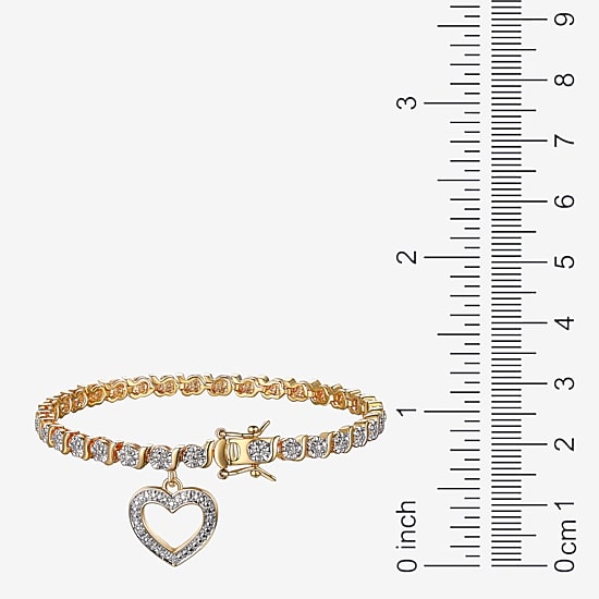 Sparkle Allure Womens Natural White Diamond Accent Heart 7.25 Inch Tennis Bracelet