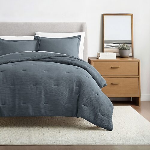 Casual Comfort Textured Cloud Gauze Down Lightweight Comforter Set, One Size, Blue