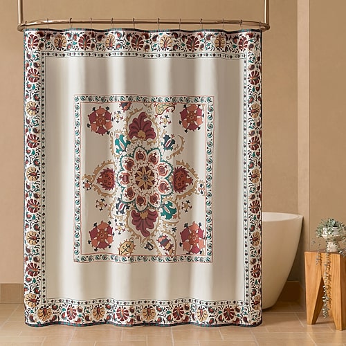 Jenny Martinez Shower Curtain In Red