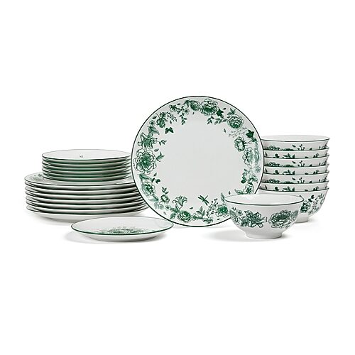 Stone Lain Esme 24-pc. Porcelain Dinnerware Set In Green