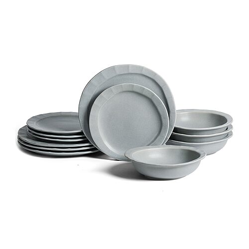 Stone Lain Oasis 12-pc. Stoneware Dinnerware Set In Gray