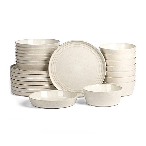 Stone Lain Claire 24-pc. Stoneware Dinnerware Set In White