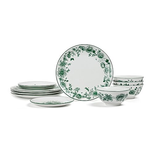 Stone Lain Esme 12-pc. Porcelain Dinnerware Set In Green