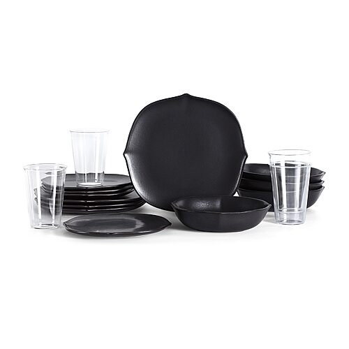 Stone Lain Baskerville 16-pc. Stoneware Dinnerware Set In Black