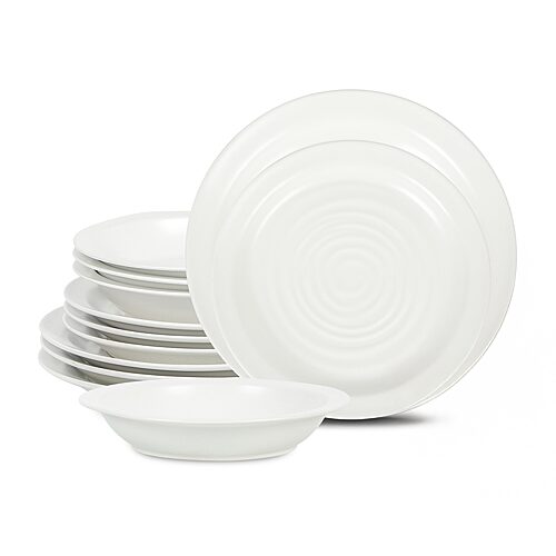Stone Lain Orbit 12-pc. Stoneware Dinnerware Set In White