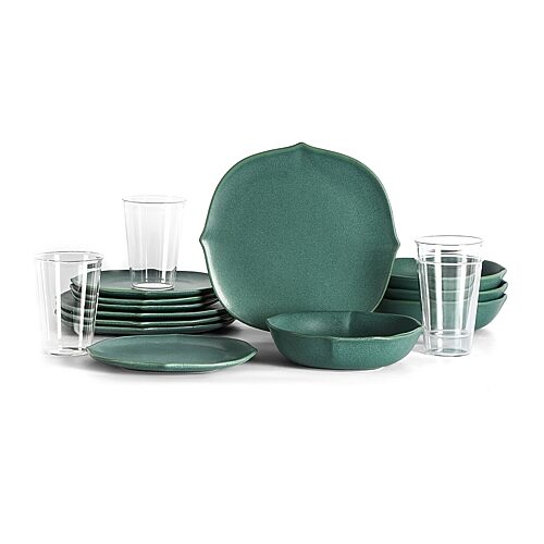 Stone Lain Baskerville 16-pc. Stoneware Dinnerware Set In Green