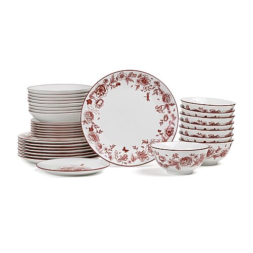 Stone Lain Esme 32-pc. Porcelain Dinnerware Set In Red